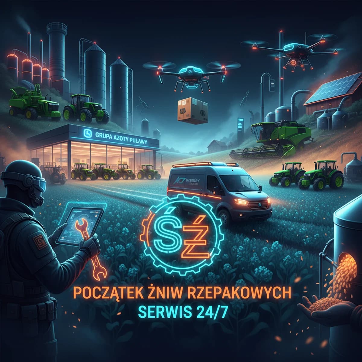 Początek żniw rzepakowych - Serwis 24/7 1 Lipca 2026 — Rolniczy ilustracja marketingowa Początek żniw rzepakowych - Serwis 24/7 1 Lipca 2026 — Rolniczy ilustracja marketingowa