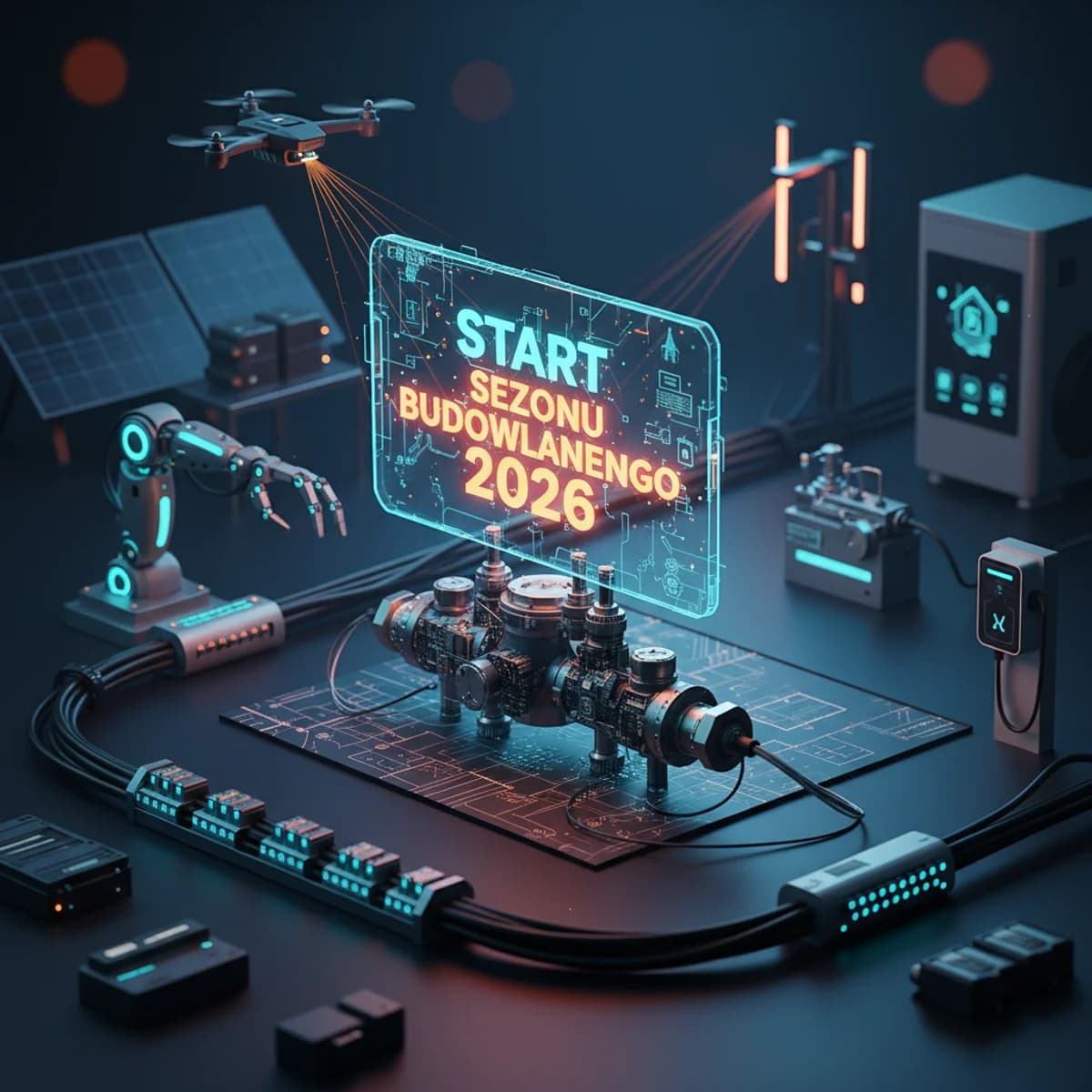 Start Sezonu Budowlanego 2026 1 Marca 2026 — Techniczny ilustracja marketingowa Start Sezonu Budowlanego 2026 1 Marca 2026 — Techniczny ilustracja marketingowa